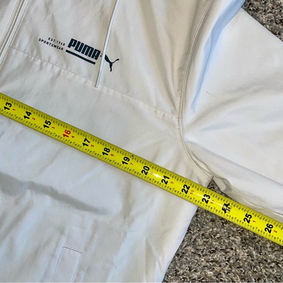 NWT Puma White Hooded Windbreaker Jacket Size Mens Medium - Picture 7 of 11